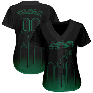 Custom Black Kelly Green 3D Dallas City Edition Fade Fashion Authentic Baseball Jersey