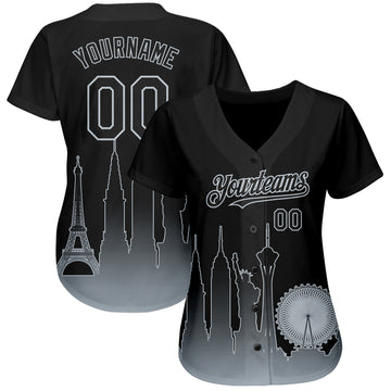 Custom Black Silver 3D Las Vegas City Edition Fade Fashion Authentic Baseball Jersey