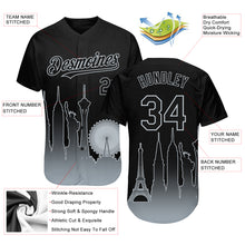 Load image into Gallery viewer, Custom Black Silver 3D Las Vegas City Edition Fade Fashion Authentic Baseball Jersey
