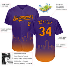 Load image into Gallery viewer, Custom Purple Bay Orange-Black 3D Phoenix City Edition Fade Fashion Authentic Baseball Jersey
