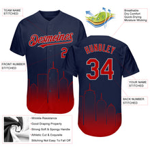 Load image into Gallery viewer, Custom Navy Red-Gray 3D Boston City Edition Fade Fashion Authentic Baseball Jersey
