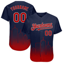 Load image into Gallery viewer, Custom Navy Red-Gray 3D Boston City Edition Fade Fashion Authentic Baseball Jersey
