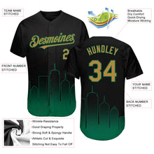 Load image into Gallery viewer, Custom Black Old Gold-Kelly Green 3D Boston City Edition Fade Fashion Authentic Baseball Jersey
