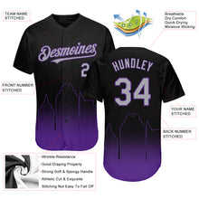 Load image into Gallery viewer, Custom Black Gray-Purple 3D Sacramento City Edition Fade Fashion Authentic Baseball Jersey
