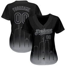 Load image into Gallery viewer, Custom Black-Gray 3D Los Angeles City Edition Fade Fashion Authentic Baseball Jersey
