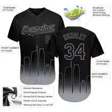 Load image into Gallery viewer, Custom Black-Gray 3D Los Angeles City Edition Fade Fashion Authentic Baseball Jersey

