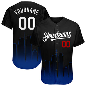 Custom Black White Royal-Red 3D Los Angeles City Edition Fade Fashion Authentic Baseball Jersey