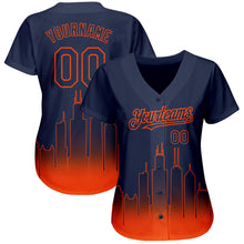 Load image into Gallery viewer, Custom Navy Orange 3D Chicago City Edition Fade Fashion Authentic Baseball Jersey
