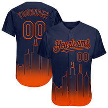 Load image into Gallery viewer, Custom Navy Orange 3D Chicago City Edition Fade Fashion Authentic Baseball Jersey
