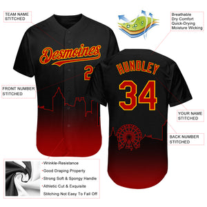 Custom Black Red-Gold 3D Atlanta City Edition Fade Fashion Authentic Baseball Jersey