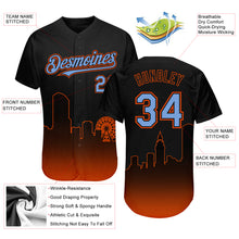 Load image into Gallery viewer, Custom Black Powder Blue-Orange 3D Miami City Edition Fade Fashion Authentic Baseball Jersey
