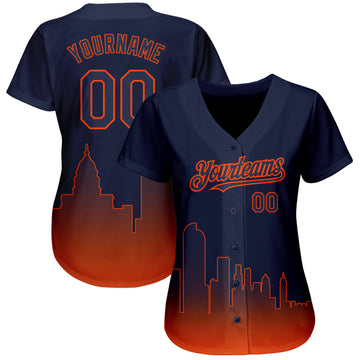 Custom Navy Orange 3D Denver City Edition Fade Fashion Authentic Baseball Jersey