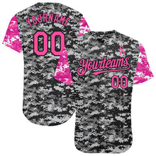 Load image into Gallery viewer, Custom Camo Pink-Black 3D Pink Ribbon Breast Cancer Awareness Month Women Health Care Support Authentic Baseball Jersey
