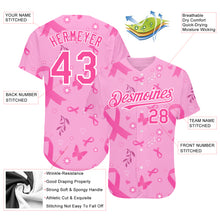 Load image into Gallery viewer, Custom Pink White 3D Pink Ribbon Breast Cancer Awareness Month Women Health Care Support Authentic Baseball Jersey
