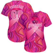 Load image into Gallery viewer, Custom Pink-White 3D Pink Ribbon Breast Cancer Awareness Month Women Health Care Support Authentic Baseball Jersey
