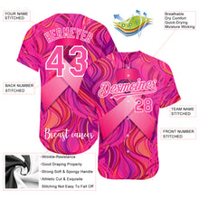 Load image into Gallery viewer, Custom Pink White 3D Pink Ribbon Breast Cancer Awareness Month Women Health Care Support Authentic Baseball Jersey
