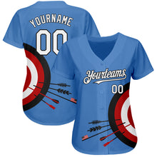 Load image into Gallery viewer, Custom Light Blue White-Black 3D Pattern Design Dart Board Target Authentic Baseball Jersey
