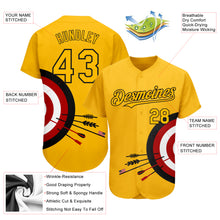 Load image into Gallery viewer, Custom Gold Black-Red 3D Pattern Design Dart Board Target Authentic Baseball Jersey
