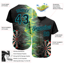 Load image into Gallery viewer, Custom Black Lakes Blue 3D Pattern Design Fiery Dart Board Authentic Baseball Jersey
