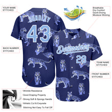 Load image into Gallery viewer, Custom Dark Purple Light Blue-White 3D Pattern Design Tiger Authentic Baseball Jersey
