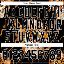 Load image into Gallery viewer, Custom Stitched Black Orange-White 3D Pattern Design Flame Tiger Sports Pullover Sweatshirt Hoodie
