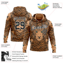 Load image into Gallery viewer, Custom Stitched Vegas Gold Black-White 3D Pattern Design Tiger Sports Pullover Sweatshirt Hoodie

