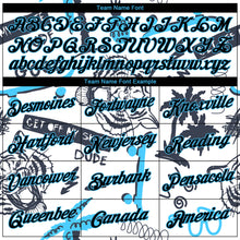 Load image into Gallery viewer, Custom Stitched White Black-Sky Blue 3D Pattern Design Tiger And Hawaii Palm Tree Sports Pullover Sweatshirt Hoodie
