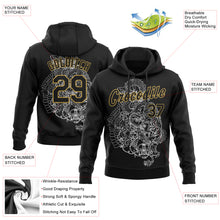 Load image into Gallery viewer, Custom Stitched Black Old Gold 3D Pattern Design Tiger And Skull Sports Pullover Sweatshirt Hoodie
