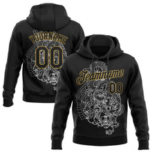 Load image into Gallery viewer, Custom Stitched Black Old Gold 3D Pattern Design Tiger And Skull Sports Pullover Sweatshirt Hoodie
