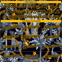 Load image into Gallery viewer, Custom Stitched Navy Black-Gold 3D Pattern Design Elephant And Tropical Palm Tree Sports Pullover Sweatshirt Hoodie
