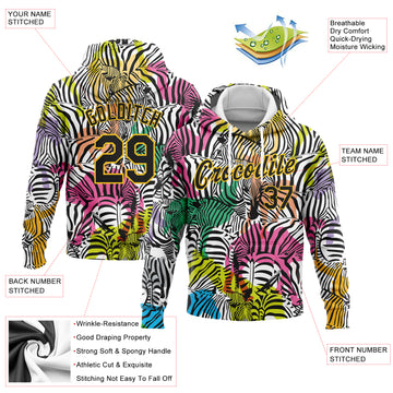 Custom Stitched White Black-Yellow 3D Pattern Design Horse And Camel Sports Pullover Sweatshirt Hoodie