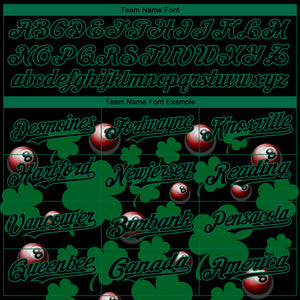 Custom Black Green 3D Pattern Design Clovers And Billiards Balls St. Patrick's Day Authentic Baseball Jersey