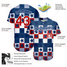 Load image into Gallery viewer, Custom Royal Red-White 3D American Flag Authentic Baseball Jersey
