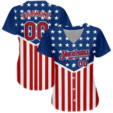 Load image into Gallery viewer, Custom Royal Red-White 3D American Flag Authentic Baseball Jersey
