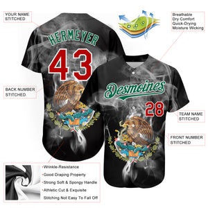 Custom Black Red Kelly Green 3D Mexico Authentic Baseball Jersey