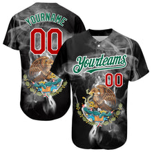 Load image into Gallery viewer, Custom Black Red Kelly Green 3D Mexico Authentic Baseball Jersey
