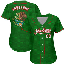 Load image into Gallery viewer, Custom Kelly Green White-Red 3D Mexico Authentic Baseball Jersey
