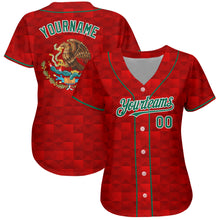 Load image into Gallery viewer, Custom Red Kelly Green-White 3D Mexico Authentic Baseball Jersey
