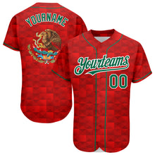Load image into Gallery viewer, Custom Red Kelly Green-White 3D Mexico Authentic Baseball Jersey
