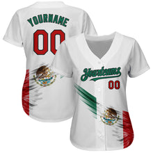 Load image into Gallery viewer, Custom White Red Kelly Green-Black 3D The Abstract Wing With Mexican Flag Authentic Baseball Jersey
