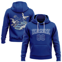Load image into Gallery viewer, Custom Stitched Royal White 3D Pattern Design Crane And Cloud Sports Pullover Sweatshirt Hoodie
