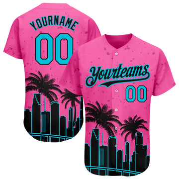 Custom Pink Lakes Blue-Black 3D Miami Palm Trees City Edition Authentic Baseball Jersey