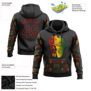 Custom Stitched Black Red 3D Pattern Design Black History Month Africa Safari Sports Pullover Sweatshirt Hoodie