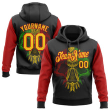 Load image into Gallery viewer, Custom Stitched Black Yellow-Red 3D Pattern Design Black History Month Sports Pullover Sweatshirt Hoodie
