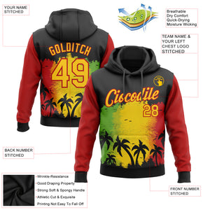 Custom Stitched Black Yellow-Red 3D Pattern Design Black History Month Hawaii Palm Trees Sports Pullover Sweatshirt Hoodie