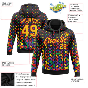 Custom Stitched Black Yellow-Red 3D Pattern Design Black History Month Sports Pullover Sweatshirt Hoodie