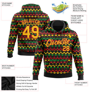 Custom Stitched Black Yellow-Red 3D Pattern Design Black History Month Sports Pullover Sweatshirt Hoodie