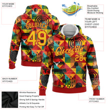 Load image into Gallery viewer, Custom Stitched Red Yellow 3D Pattern Design Black History Month Sports Pullover Sweatshirt Hoodie
