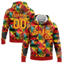 Load image into Gallery viewer, Custom Stitched Red Yellow 3D Pattern Design Black History Month Sports Pullover Sweatshirt Hoodie
