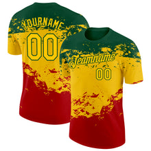 Load image into Gallery viewer, Custom Green Yellow-Red 3D Pattern Design Black History Month Performance T-Shirt
